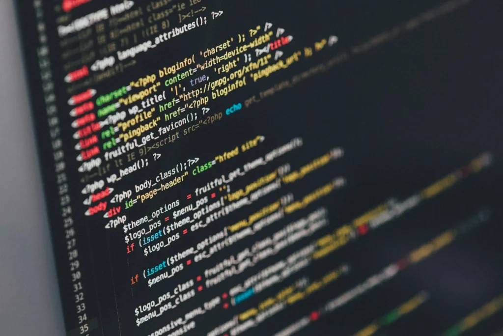 Source code on a dark screen