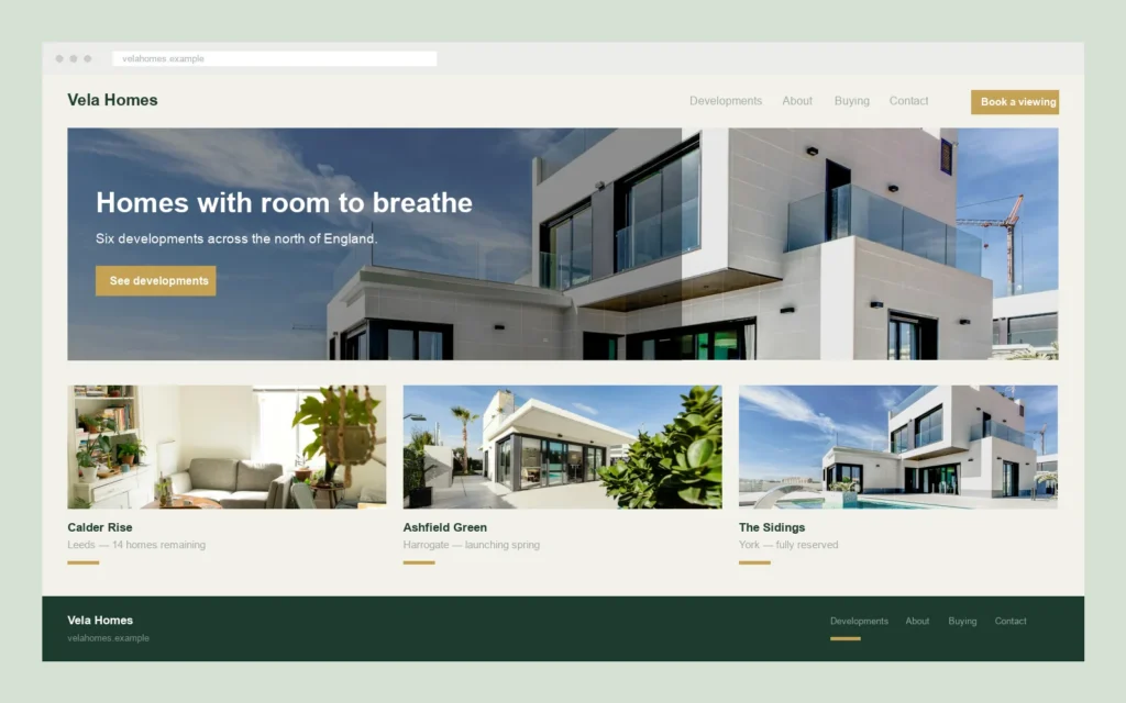 Vela Homes website